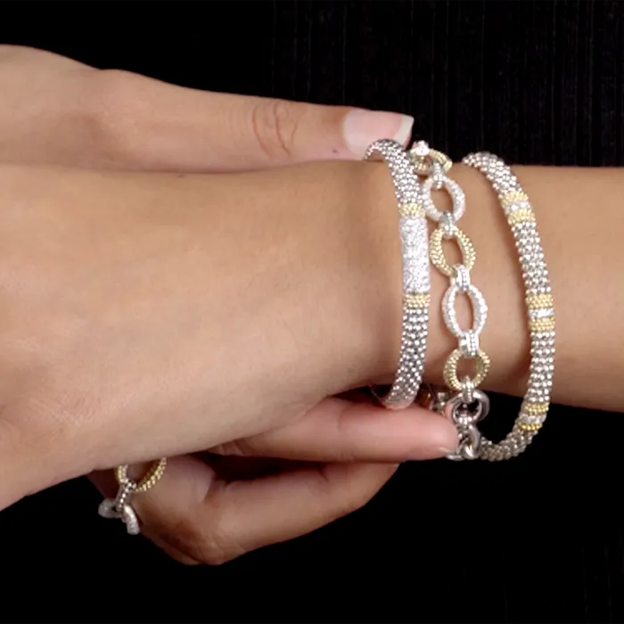 Bracelets LAGOS Caviar Lux Three Station Diamond Link Bracelet Bracelets LAGOS Caviar Lux Three Station Diamond Link Bracelet
