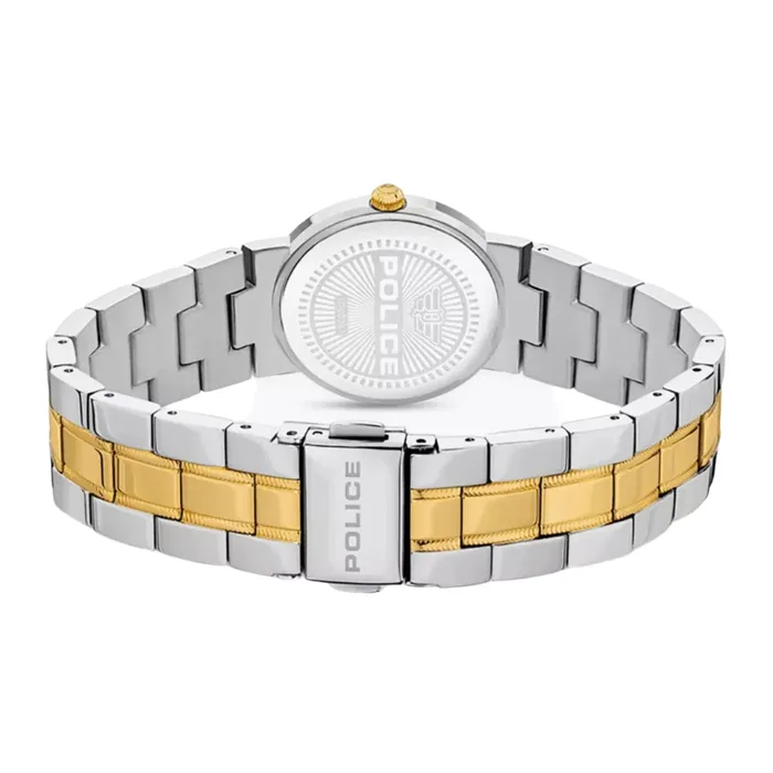Bracelets Police Police Urban Ladies White MotherofPearl Dial and Silver Gold Stainless Steel Bracelet Watch