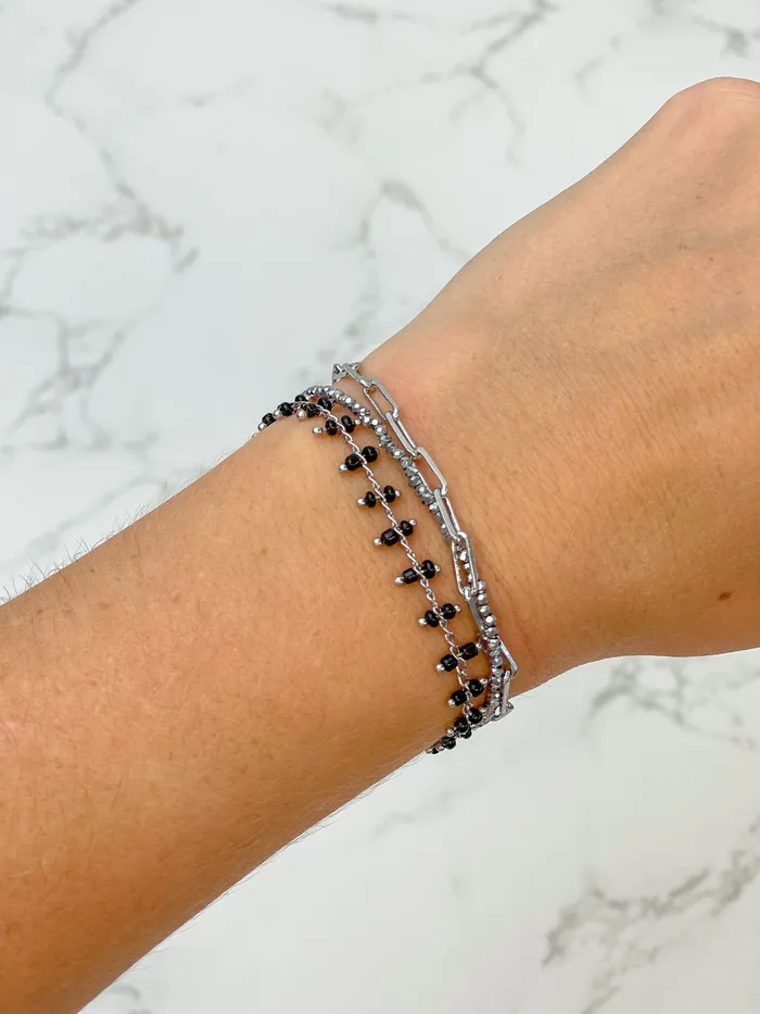 Bracelets Prep Obsessed BI Triple Strand Link Magnetic Bracelet Silver