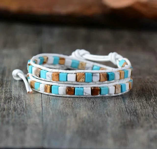 Bracelets WickedAF Natural Jasper Stone Leather Bracelet 6 Colors Bracelets WickedAF Natural Jasper Stone Leather Bracelet 6 Colors