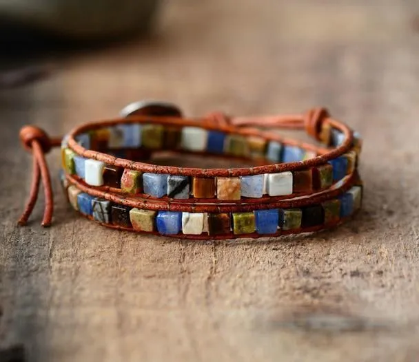 Bracelets WickedAF Natural Jasper Stone Leather Bracelet 6 Colors Bracelets WickedAF Natural Jasper Stone Leather Bracelet 6 Colors