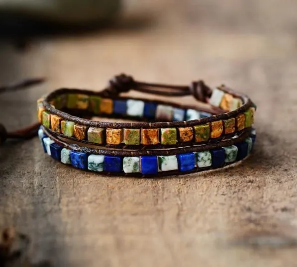 Bracelets WickedAF Natural Jasper Stone Leather Bracelet 6 Colors Bracelets WickedAF Natural Jasper Stone Leather Bracelet 6 Colors