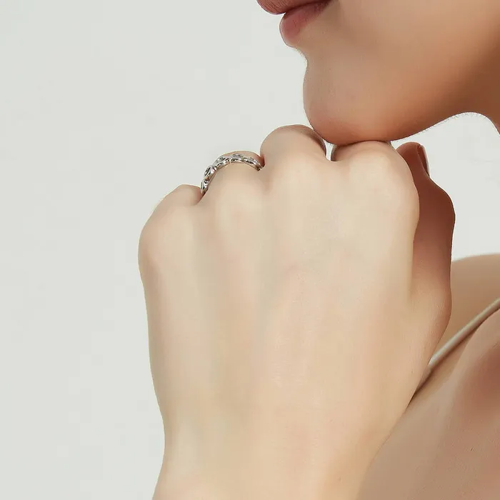 Bubble Open Circle Stackable Band in Sterling Silver BERRICLE Rings