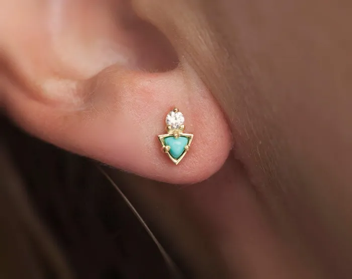 Capucinne Earrings Turquoise Stud Earrings Cluster Diamond Earrings