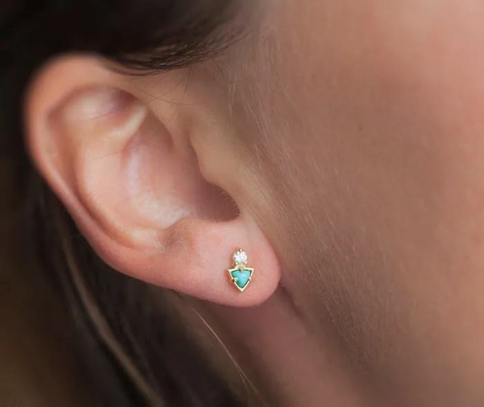 Capucinne Earrings Turquoise Stud Earrings Cluster Diamond Earrings