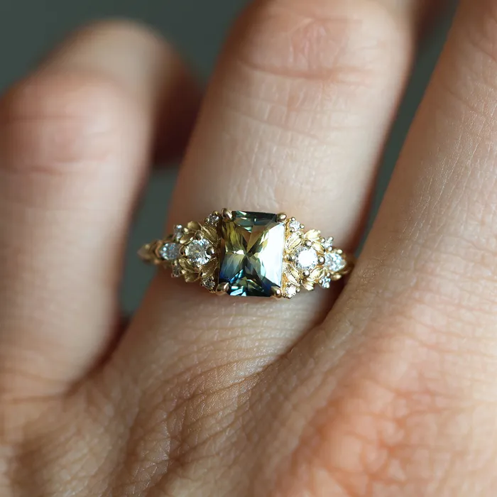 Capucinne Rings Eryn Sapphire Engagement Ring Gold Elvish Diamond Engagement Ring Capucinne Rings Eryn Sapphire Engagement Ring Gold Elvish Diamond Engagement Ring