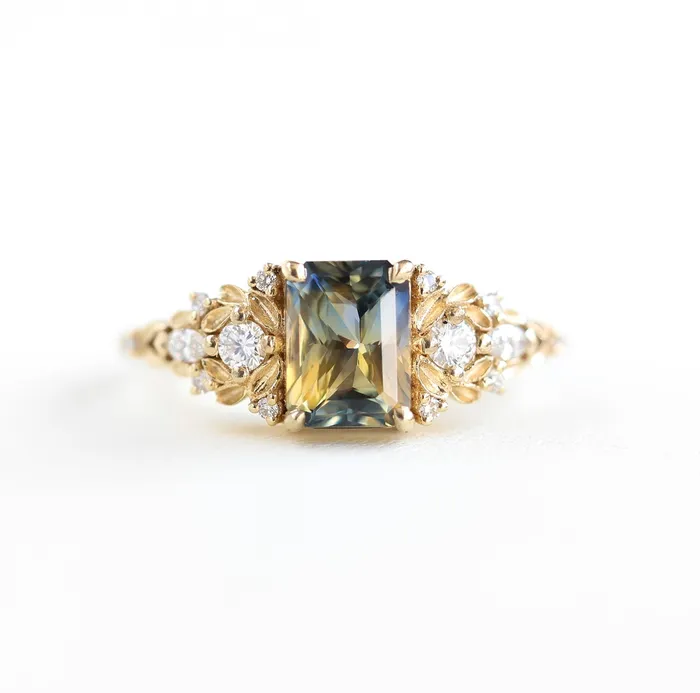 Capucinne Rings Eryn Sapphire Engagement Ring Gold Elvish Diamond Engagement Ring Capucinne Rings Eryn Sapphire Engagement Ring Gold Elvish Diamond Engagement Ring