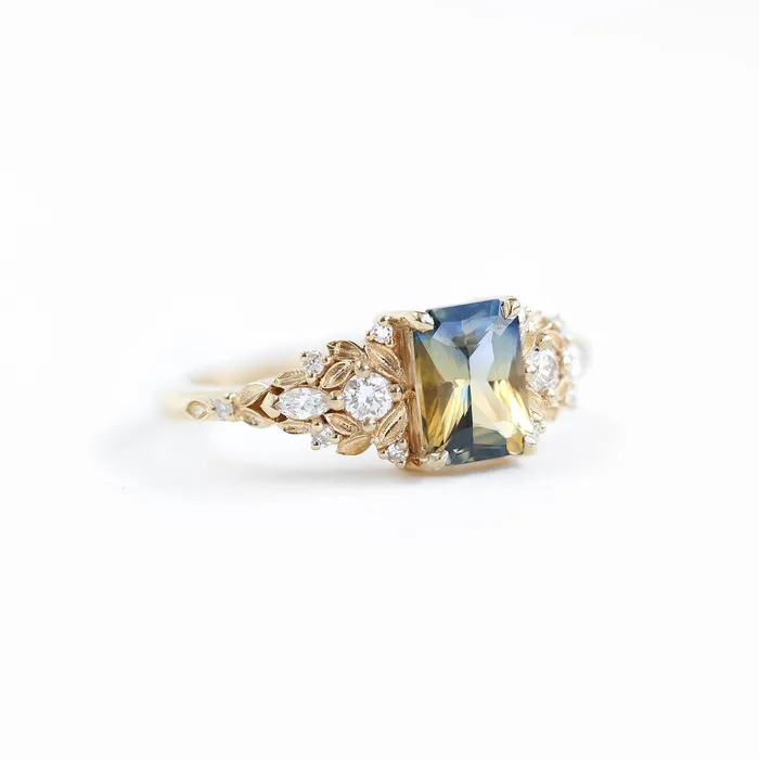 Capucinne Rings Eryn Sapphire Engagement Ring Gold Elvish Diamond Engagement Ring Capucinne Rings Eryn Sapphire Engagement Ring Gold Elvish Diamond Engagement Ring