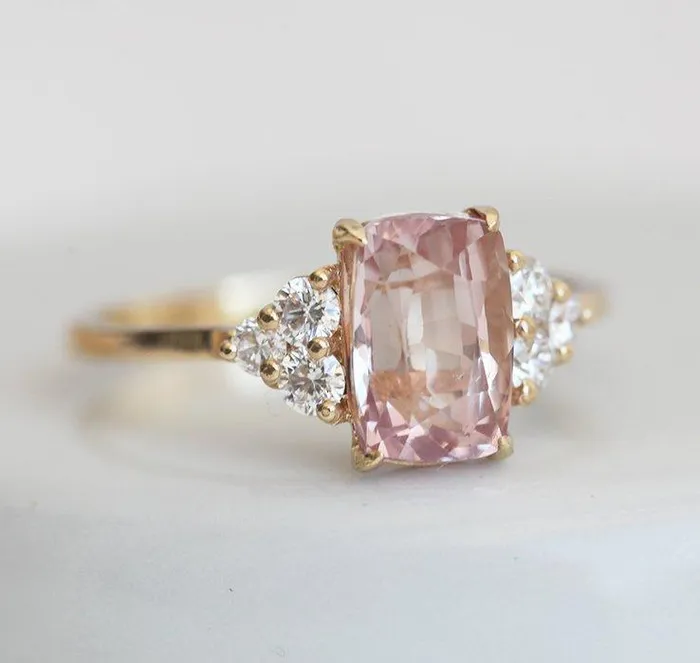 capucinne Rings Rita Peach Sapphire Diamond Ring