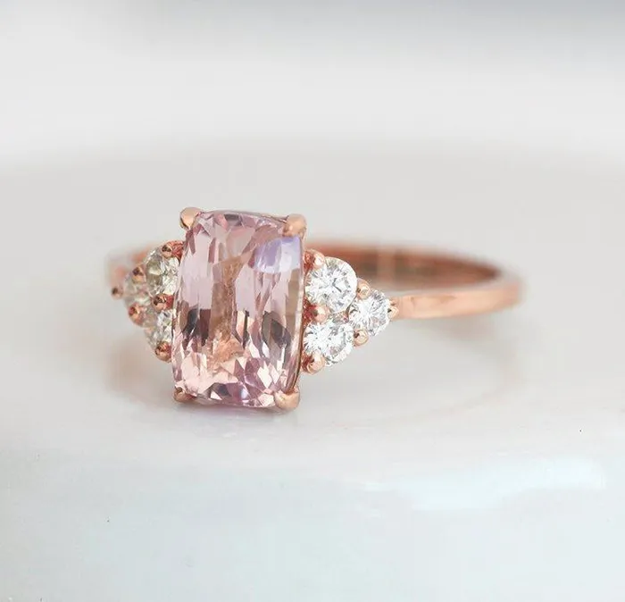 capucinne Rings Rita Peach Sapphire Diamond Ring