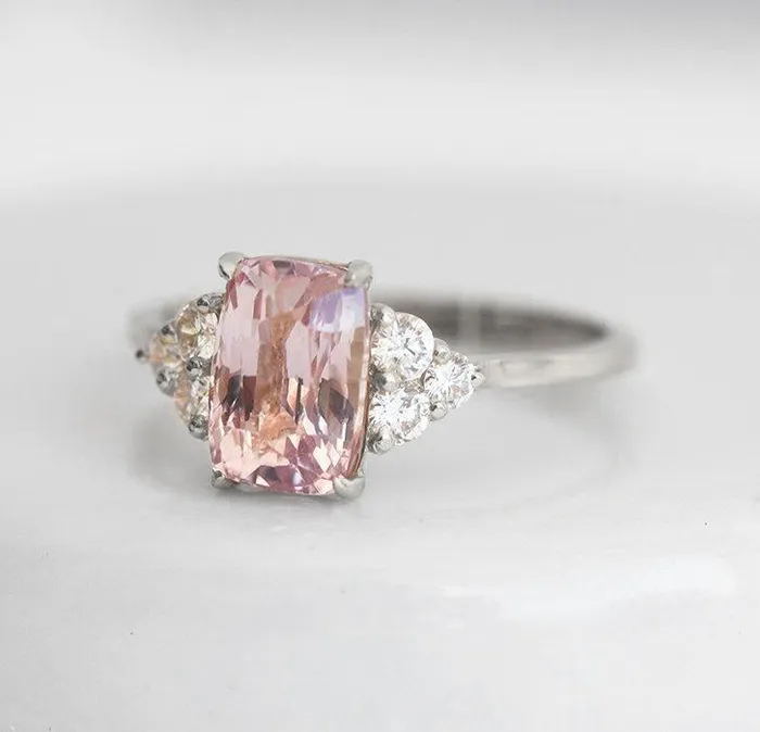 capucinne Rings Rita Peach Sapphire Diamond Ring