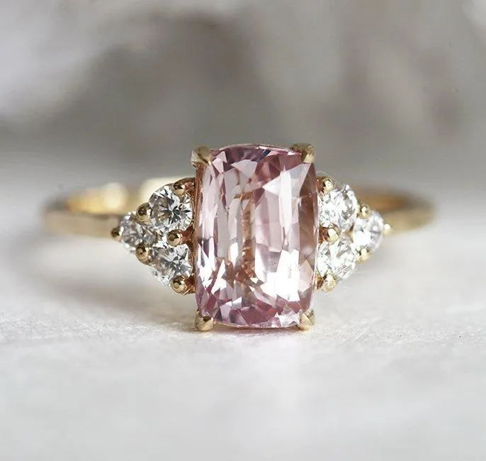 capucinne Rings Rita Peach Sapphire Diamond Ring