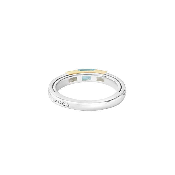 Caviar Color Swiss Blue Topaz and Diamond Stacking Ring Lagos Rings Caviar Color Swiss Blue Topaz and Diamond Stacking Ring Lagos Rings