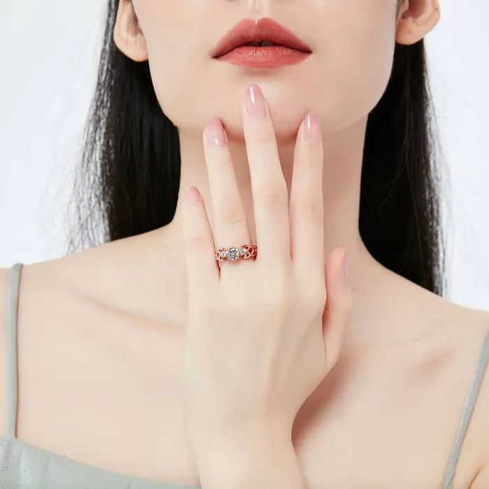 Celtic Knot 3Stone CZ Ring in Rose Gold Plated Sterling Silver BERRICLE Rings