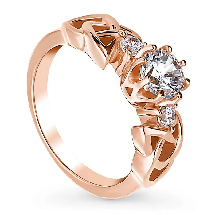 Celtic Knot 3Stone CZ Ring in Rose Gold Plated Sterling Silver BERRICLE Rings