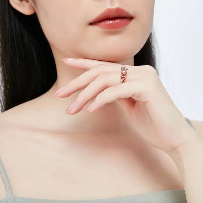 Celtic Knot 3Stone CZ Ring in Rose Gold Plated Sterling Silver BERRICLE Rings