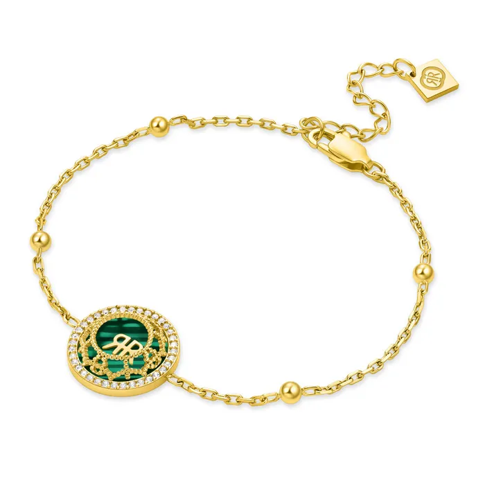 Cerruti Cerruti 1881 Arabesque3 Ladies Gold Plated Bracelet With Malachite Crystals Bracelets Cerruti Cerruti 1881 Arabesque3 Ladies Gold Plated Bracelet With Malachite Crystals Bracelets