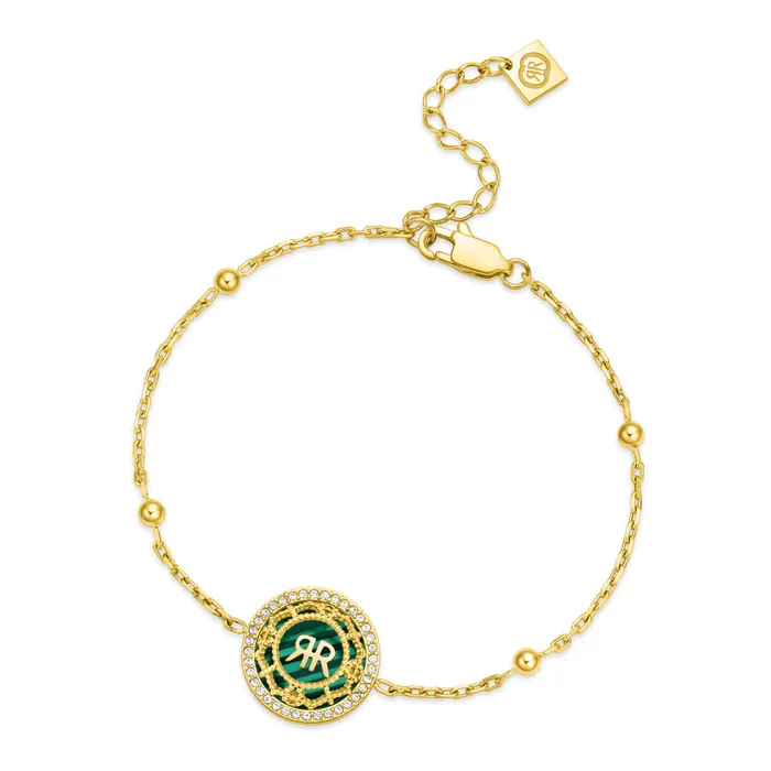 Cerruti Cerruti 1881 Arabesque3 Ladies Gold Plated Bracelet With Malachite Crystals Bracelets