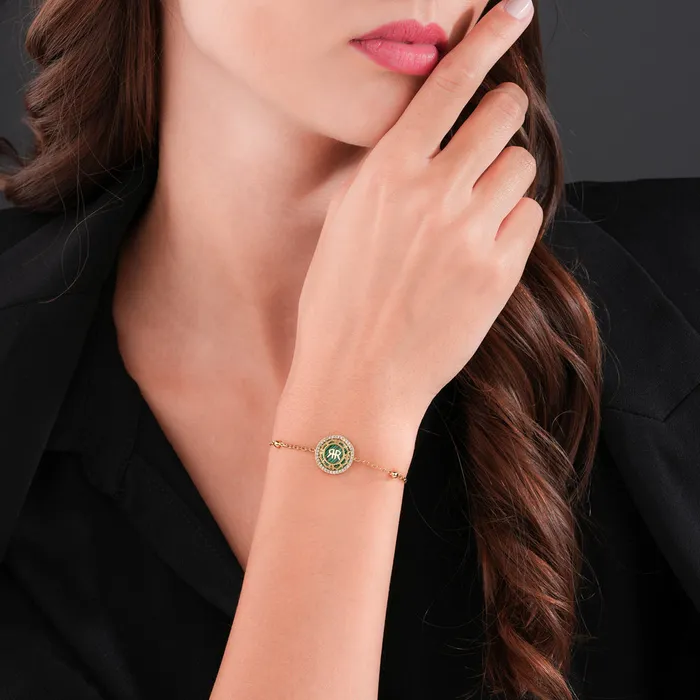 Cerruti Cerruti 1881 Arabesque3 Ladies Gold Plated Bracelet With Malachite Crystals Bracelets