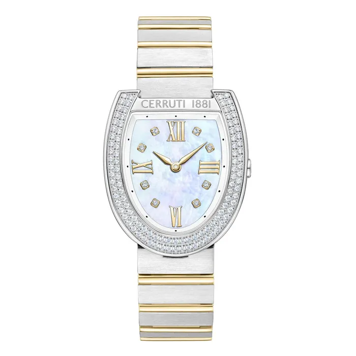 Cerruti Lerici Ladies MOP Dial Stainless Steel Silver Gold Plated Watch Cerruti Earrings Cerruti Lerici Ladies MOP Dial Stainless Steel Silver Gold Plated Watch Cerruti Earrings