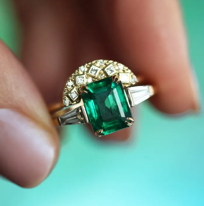 Cleo Emerald Ring Set Capucinne Rings