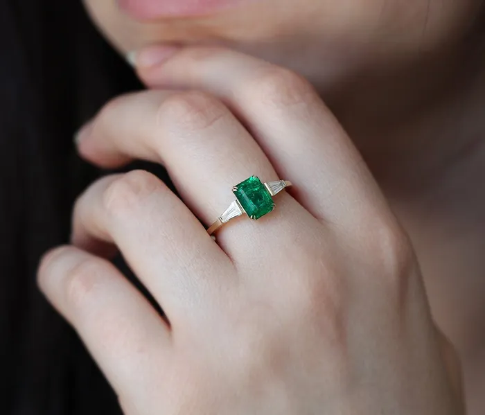 Cleo Emerald Ring Set Capucinne Rings