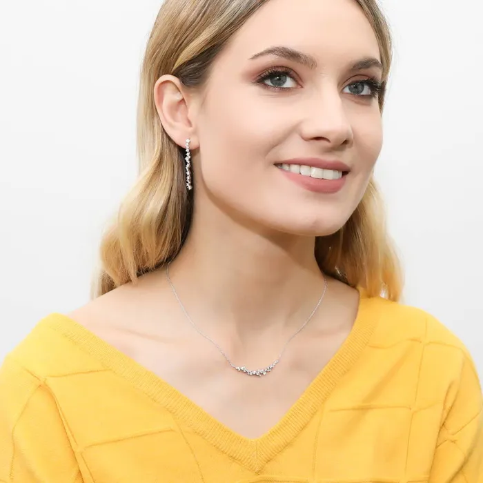 Cluster Bar CZ Necklace and Earrings in Sterling Silver BERRICLE Earrings