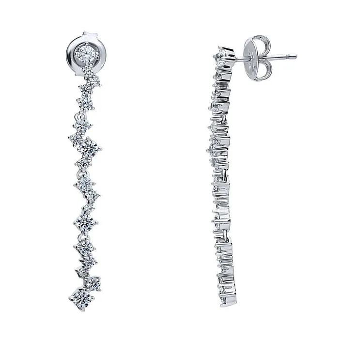 Cluster Bar CZ Necklace and Earrings in Sterling Silver BERRICLE Earrings