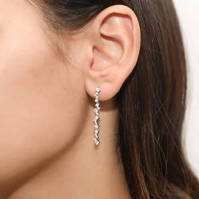 Cluster Bar CZ Necklace and Earrings in Sterling Silver BERRICLE Earrings