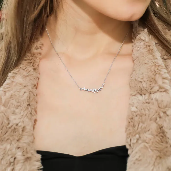 Cluster Bar CZ Necklace and Earrings in Sterling Silver BERRICLE Earrings