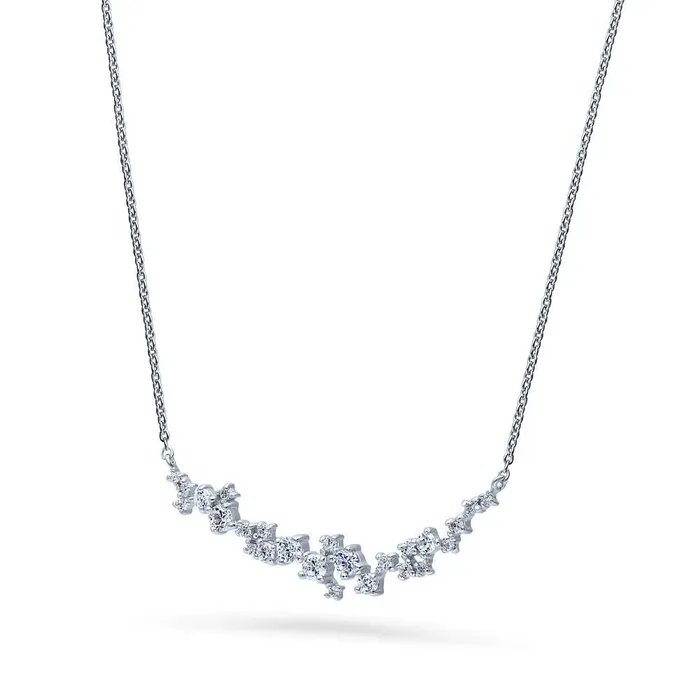 Cluster Bar CZ Necklace and Earrings in Sterling Silver BERRICLE Earrings