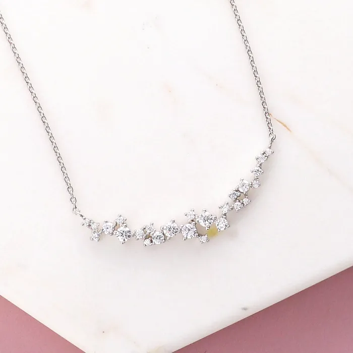 Cluster Bar CZ Necklace and Earrings in Sterling Silver BERRICLE Earrings