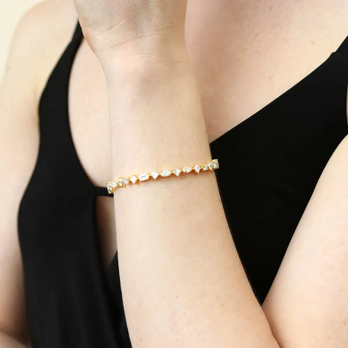 Cluster CZ Tennis Bracelet in Gold Flashed Sterling Silver BERRICLE Bracelets
