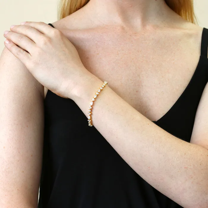 Cluster CZ Tennis Bracelet in Gold Flashed Sterling Silver BERRICLE Bracelets