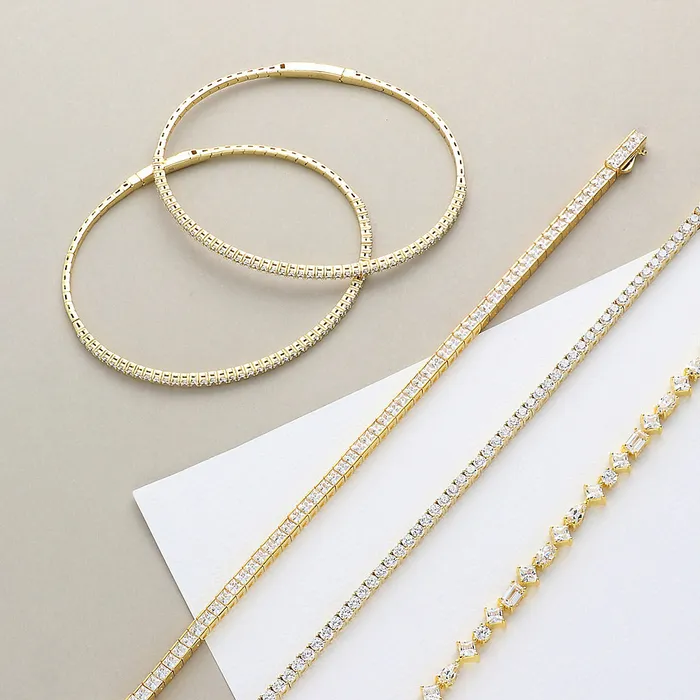 Cluster CZ Tennis Bracelet in Gold Flashed Sterling Silver BERRICLE Bracelets