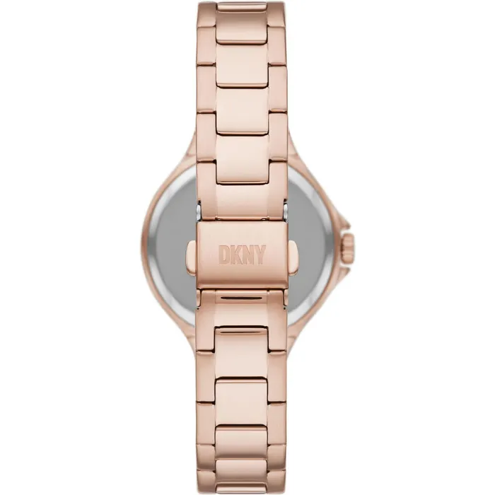 DKNY Chambers Womens Rose Gold Dial Rose Gold Stainless Steel Bracelet Watch Dkny Bracelets