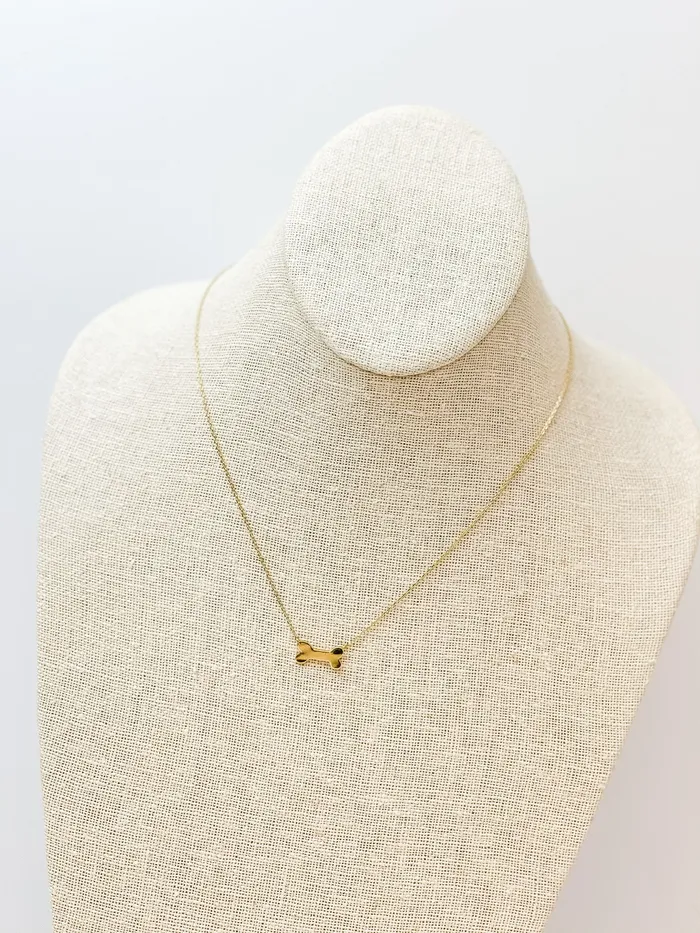 Dog Bone Pendant Necklace Gold Prep Obsessed SB Necklaces