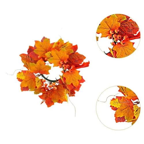 Dropshipped via Social Commerce Network CALANDIS Halloween Candle Ring Wreath Autumn Candle Rings for Party Door Thanksgiving Yellow Rings