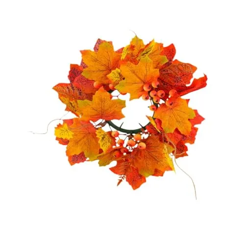 Dropshipped via Social Commerce Network CALANDIS Halloween Candle Ring Wreath Autumn Candle Rings for Party Door Thanksgiving Yellow Rings