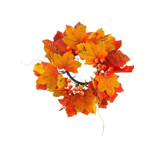 Dropshipped via Social Commerce Network CALANDIS Halloween Candle Ring Wreath Autumn Candle Rings for Party Door Thanksgiving Yellow Rings