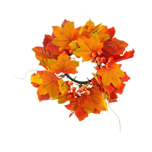 Dropshipped via Social Commerce Network CALANDIS Halloween Candle Ring Wreath Autumn Candle Rings for Party Door Thanksgiving Yellow Rings
