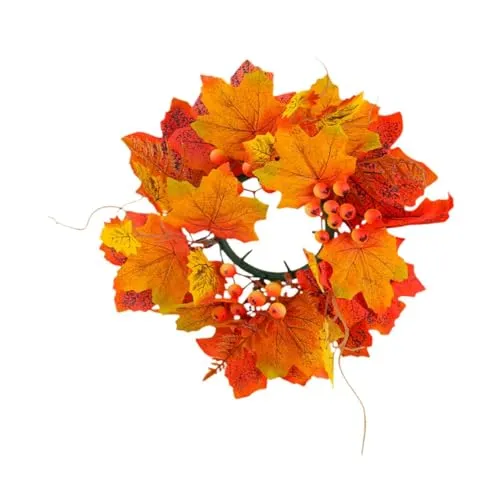 Dropshipped via Social Commerce Network CALANDIS Halloween Candle Ring Wreath Autumn Candle Rings for Party Door Thanksgiving Yellow Rings