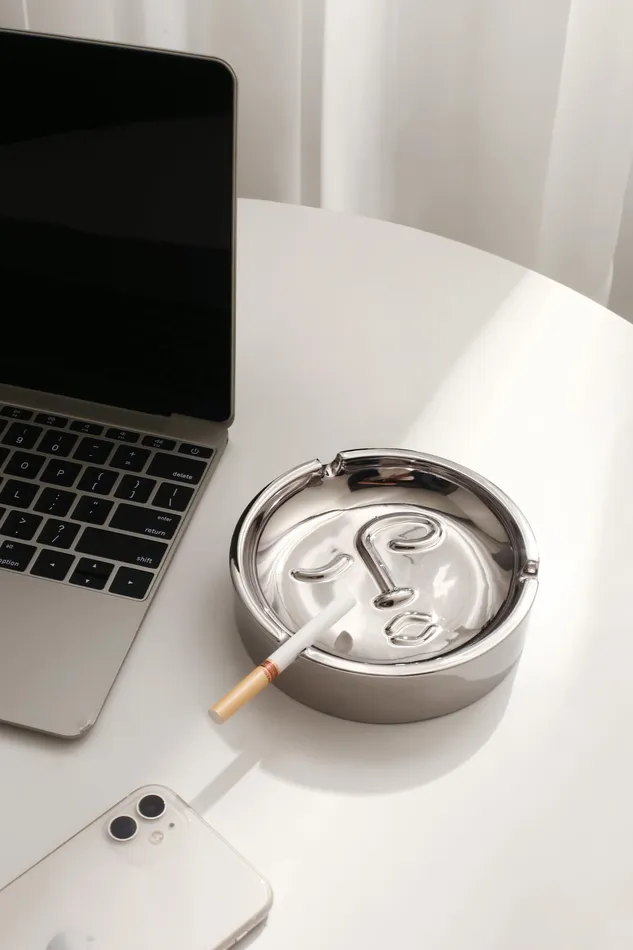 Dropshipped via Social Commerce Network Earrings Silver Martini Face Style Stainless Steel Ashtray Silver3