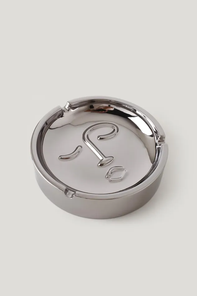 Dropshipped via Social Commerce Network Earrings Silver Martini Face Style Stainless Steel Ashtray Silver3