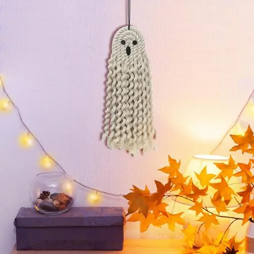 Dropshipped via Social Commerce Network Necklaces ATORSE Hanging Ghost Decoration Hand Woven Ghost for Yard Front Door Tree
