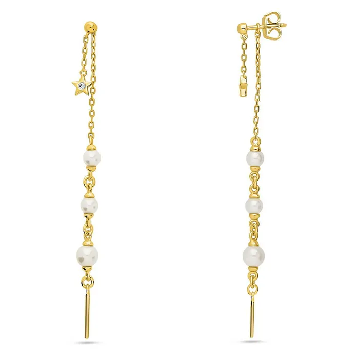 Earrings BERRICLE Bar Imitation Pearl Earrings Set in Gold Flashed Sterling Silver Earrings BERRICLE Bar Imitation Pearl Earrings Set in Gold Flashed Sterling Silver