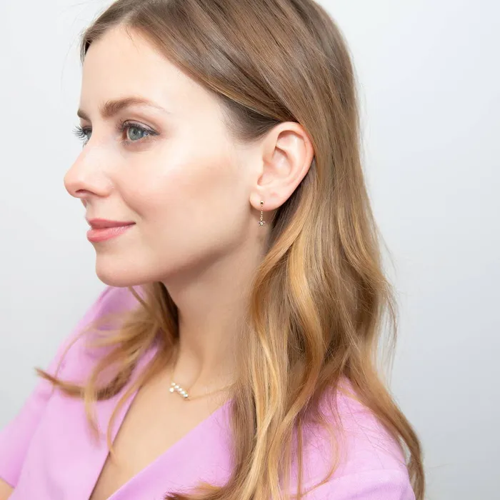 Earrings BERRICLE Bar Imitation Pearl Earrings Set in Gold Flashed Sterling Silver