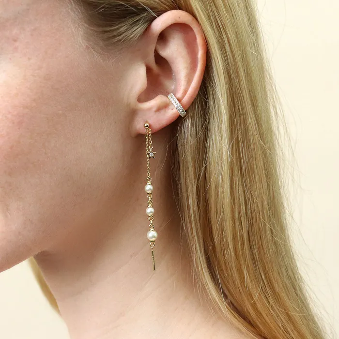 Earrings BERRICLE Bar Imitation Pearl Earrings Set in Gold Flashed Sterling Silver