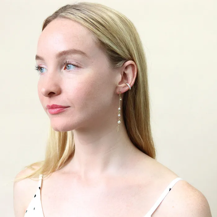 Earrings BERRICLE Bar Imitation Pearl Earrings Set in Gold Flashed Sterling Silver