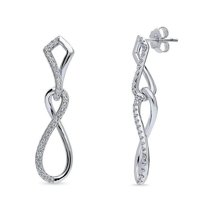 Earrings BERRICLE Infinity CZ Dangle Earrings in Sterling Silver